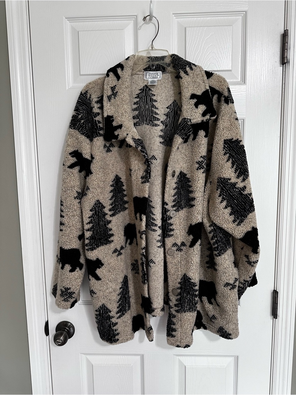 Jennifer Moore Beige Sweater with Black Knit Pattern